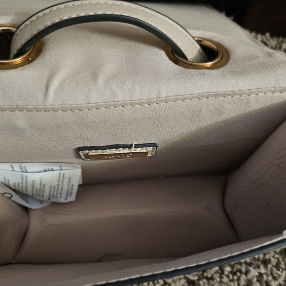 Aldo Cream Chevron Crossbody Bag with Multicolor Pom Poms - Picture 5 of 11